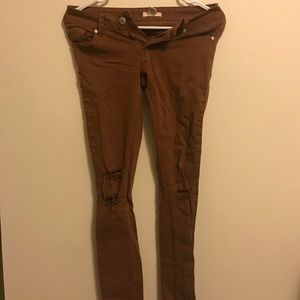 Brown ripped jeans